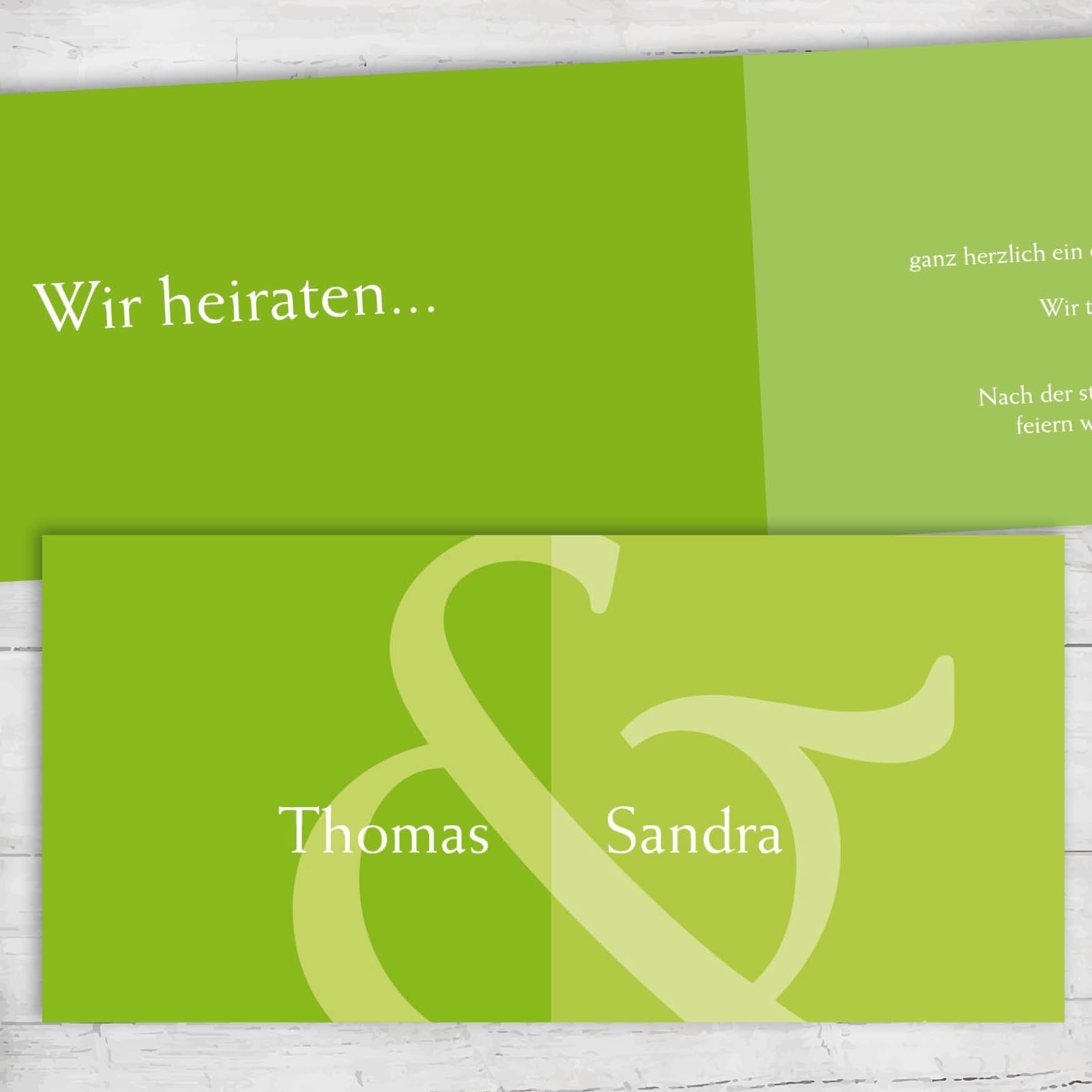 Einladungskarte zur Hochzeit: Namen in Grün Individuelle Einladung